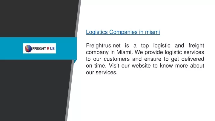 logistics companies in miami freightrus