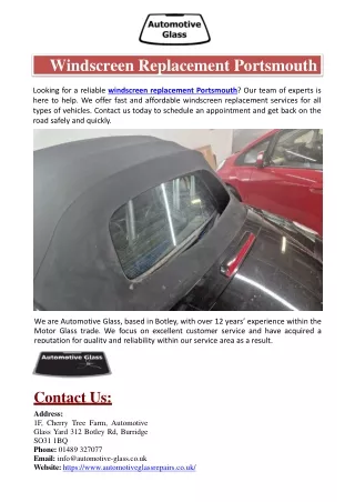 Windscreen Replacement Portsmouth