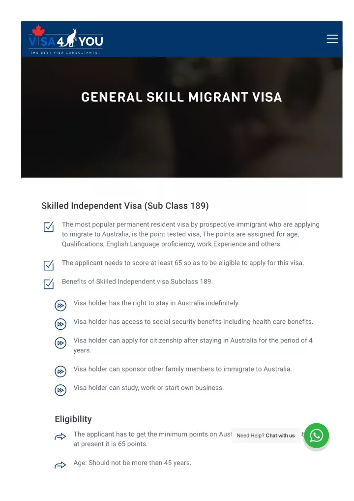 general skill migrant visa