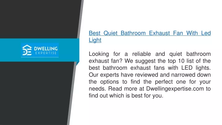 best quiet bathroom exhaust fan with led light