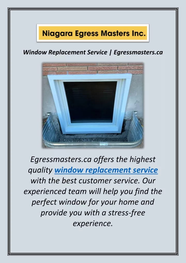 window replacement service egressmasters ca