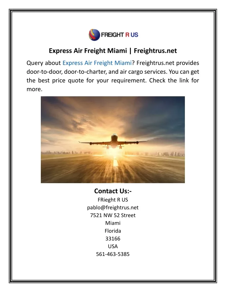 express air freight miami freightrus net