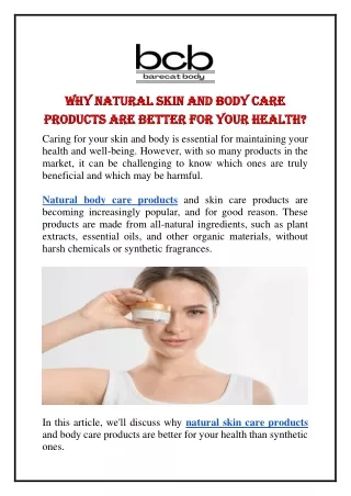 Why Natural Skin and Body Care Products are Better for Your Health?