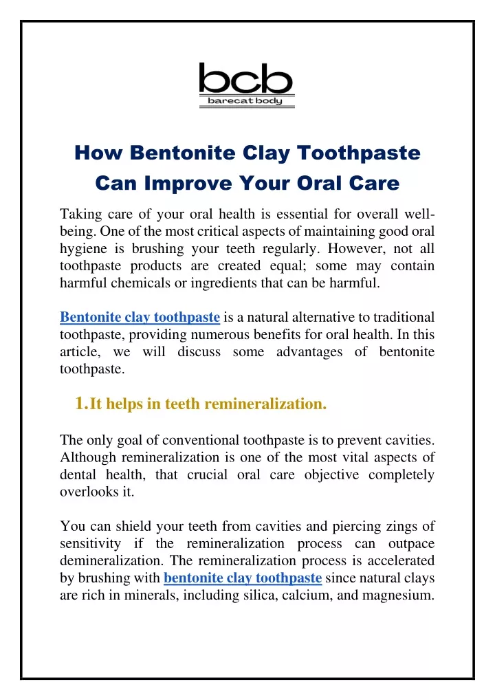 how bentonite clay toothpaste can improve your