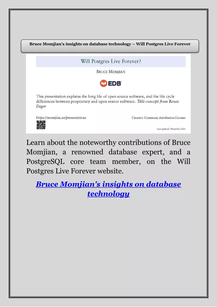 bruce momjian s insights on database technology