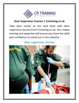 Door Supervisor Courses  Crtraining.co.uk