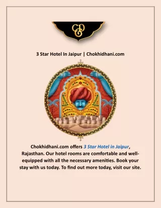 3 star hotel in jaipur chokhidhani com