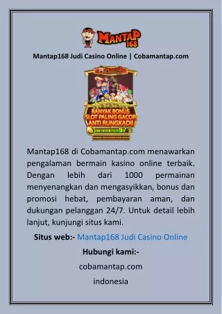 Mantap168 Judi Casino Online  Cobamantap