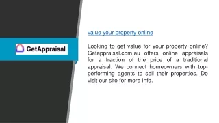 Value Your Property Online  Getappraisal.com.au