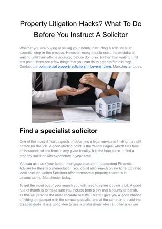 property litigation hacks what to do before