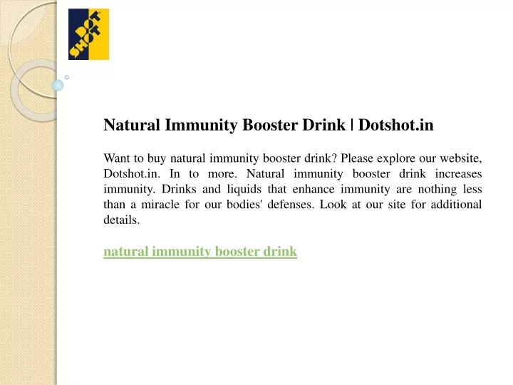 natural immunity booster drink dotshot in want