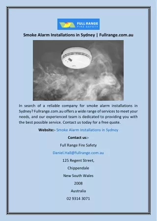 Smoke Alarm Installations in Sydney  Fullrange.com