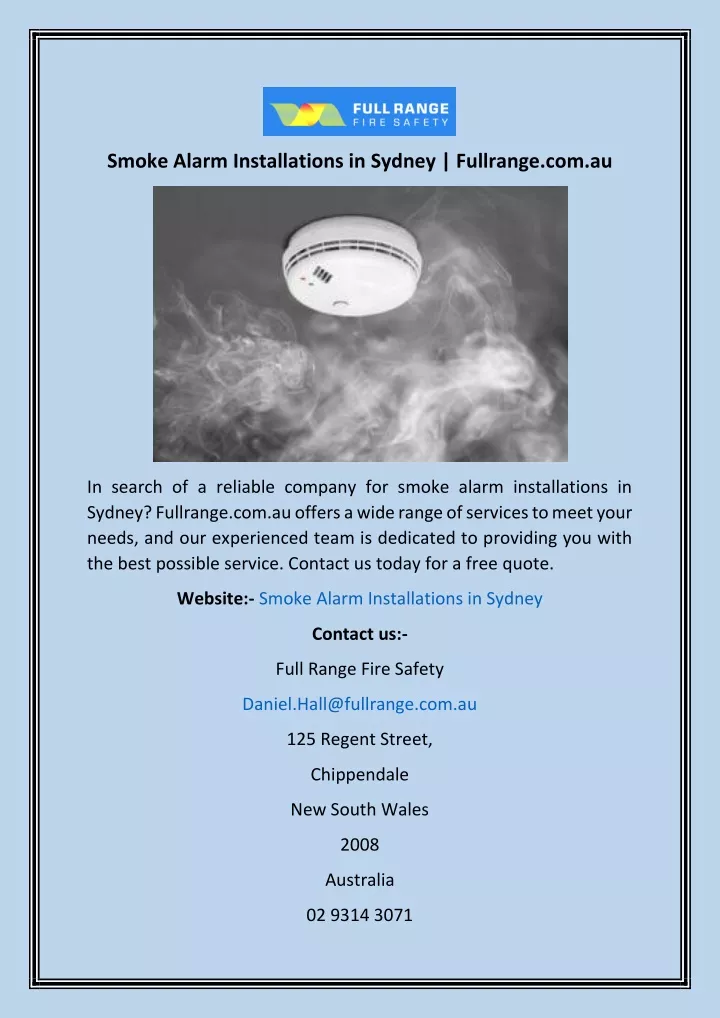 smoke alarm installations in sydney fullrange