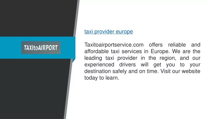 taxi provider europe taxitoairportservice