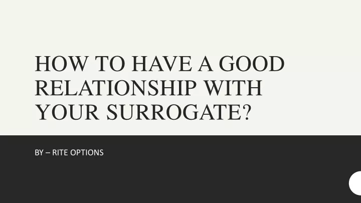 how to have a good relationship with your