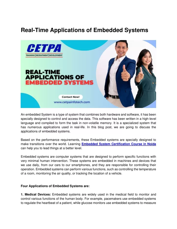 real time applications of embedded systems