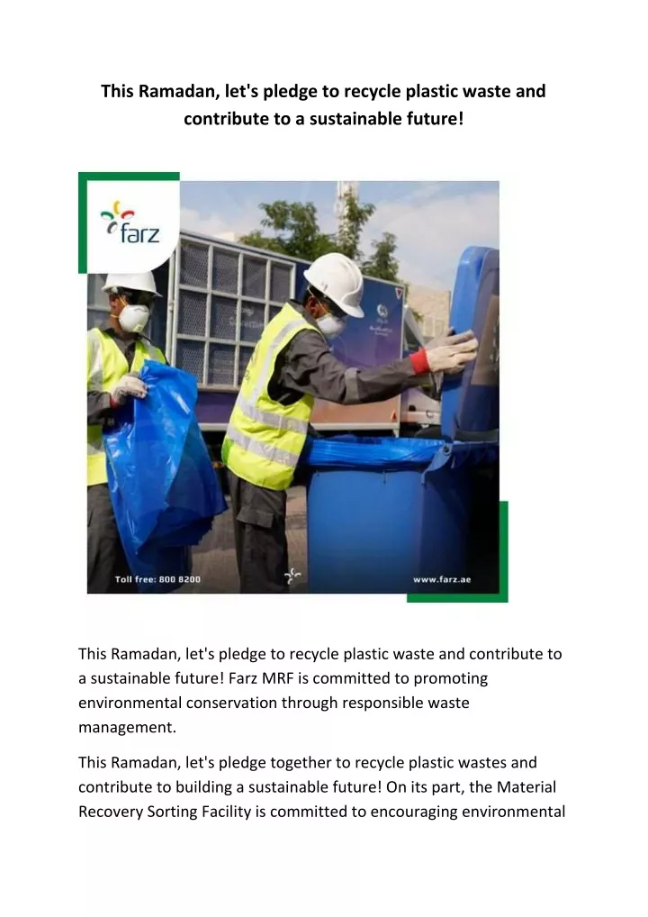 this ramadan let s pledge to recycle plastic