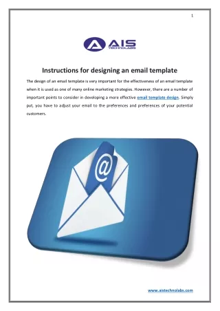 Instructions for designing an email template