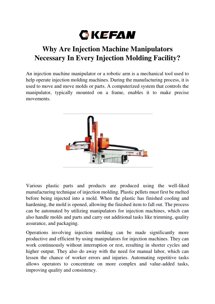 why are injection machine manipulators necessary