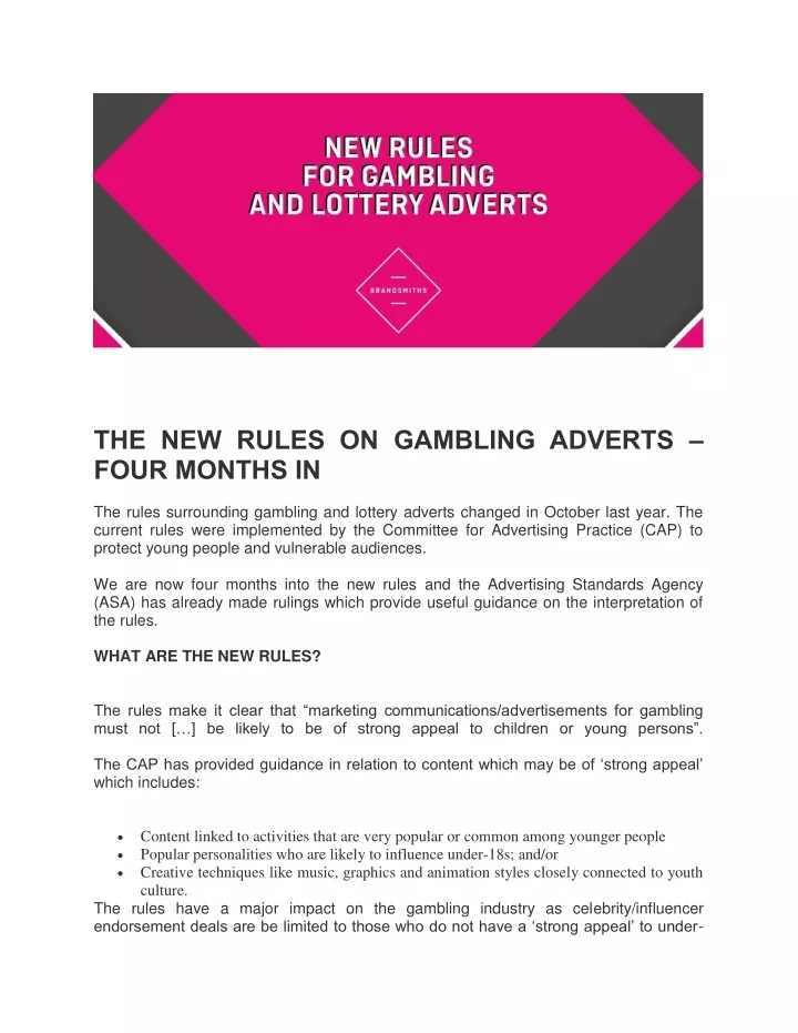 the new rules on gambling adverts four months in