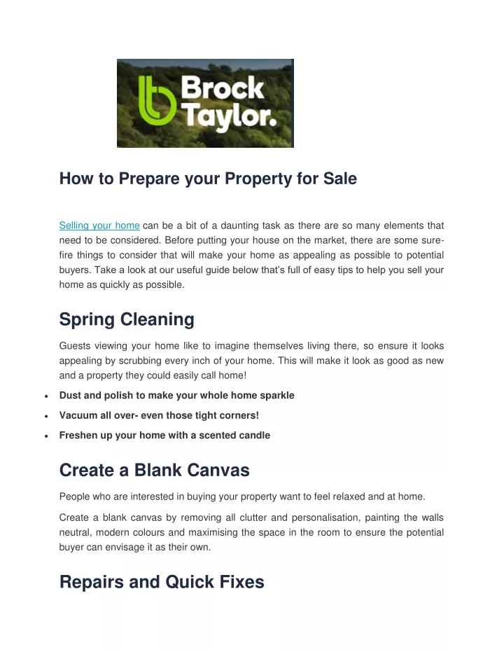 how to prepare your property for sale