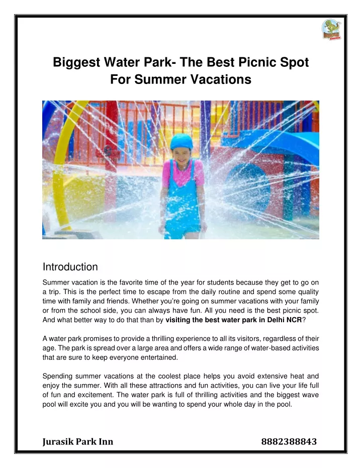 biggest water park the best picnic spot