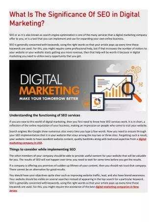 What Is The Significance Of SEO in Digital Marketing?
