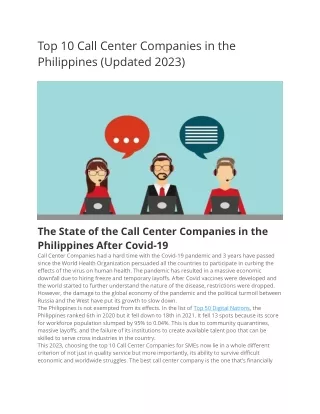 Top 10 Call Center Companies in the Philippines (Updated 2023)