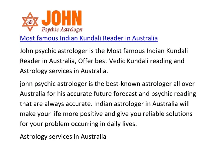 most famous indian kundali reader in australia