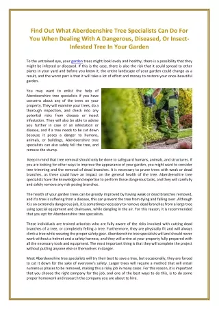 find out what aberdeenshire tree specialists