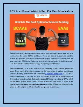 BCAAs vs EAAs : Which is Best For Your Muscle Gain