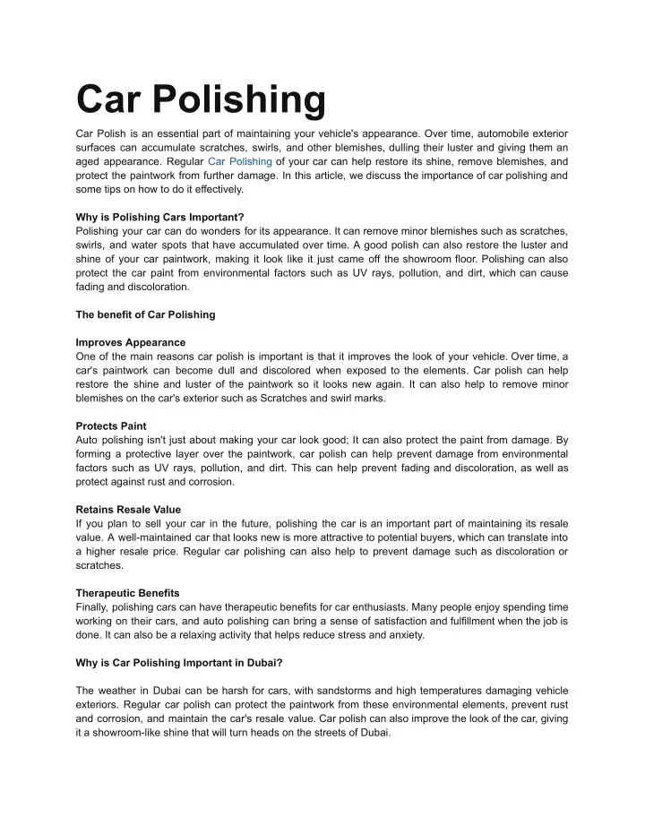 car polishing