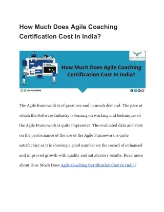 How Much Does Agile Coaching Certification Cost In India_