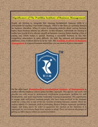 significance of the pratibha institute