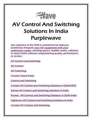 av control and switching solutions in india