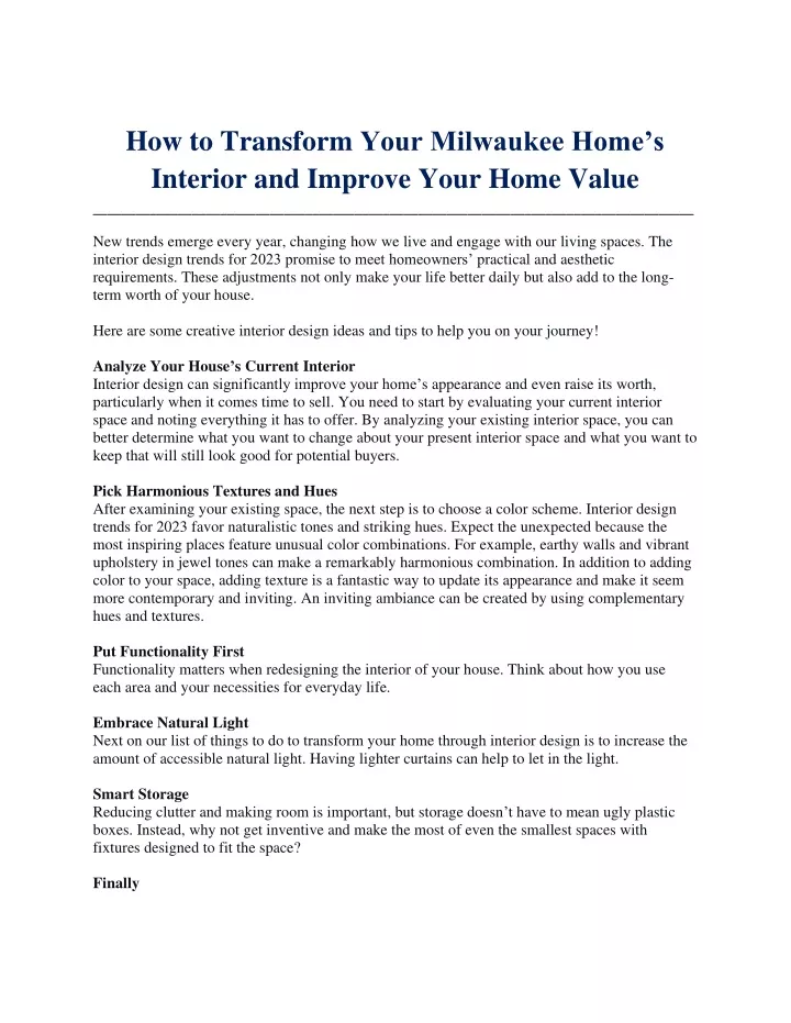 how to transform your milwaukee home s interior