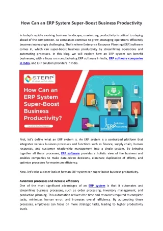 how can an erp system super boost business
