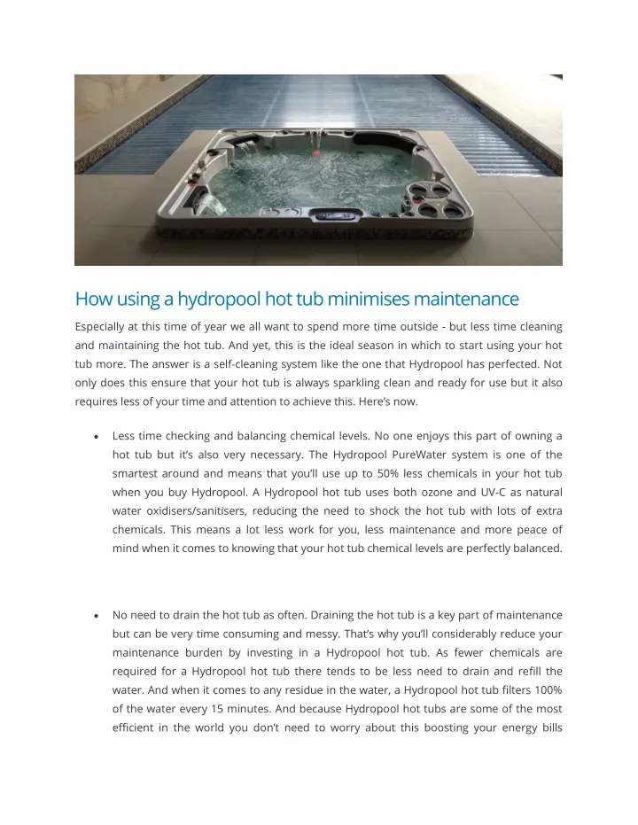 how using a hydropool hot tub minimises