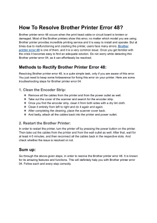 Brother Printer Error 48 Issue | Simple Ways To Solve