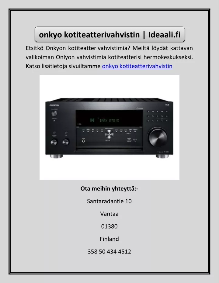 onkyo kotiteatterivahvistin ideaali fi