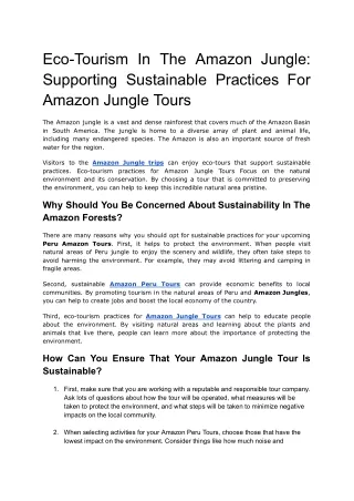 Amazon Jungle Tours