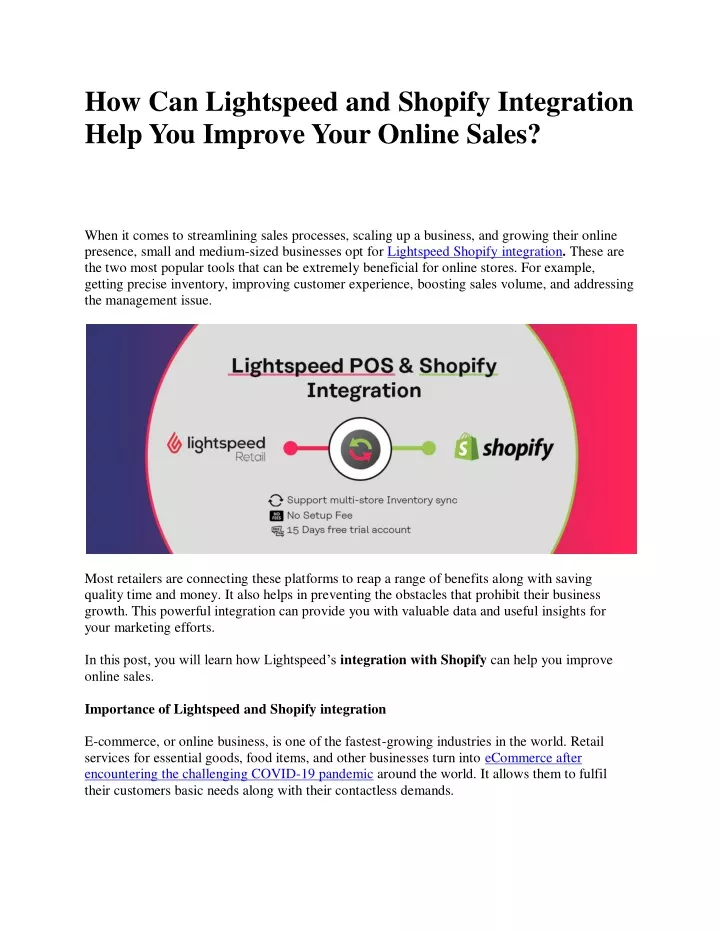 how can lightspeed and shopify integration help