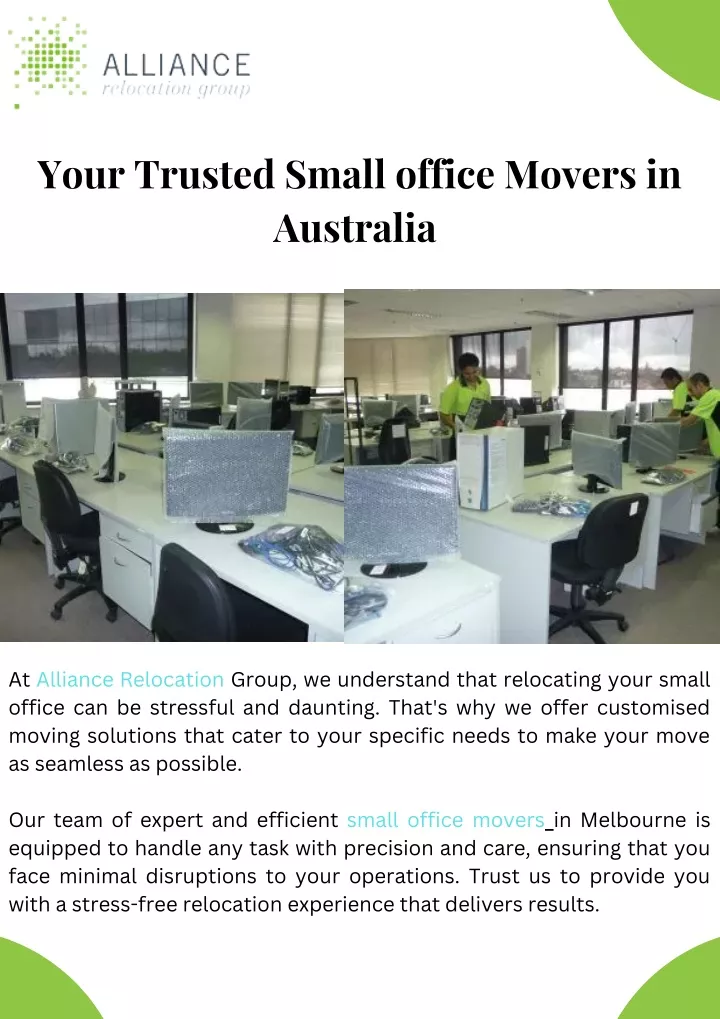 your trusted small office movers in australia