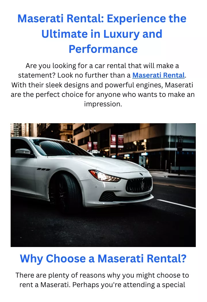 maserati rental experience the ultimate in luxury
