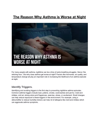 The Reason Why Asthma is Worse at Night