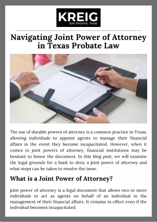 Navigating Joint Power of Attorney in Texas Probate Law