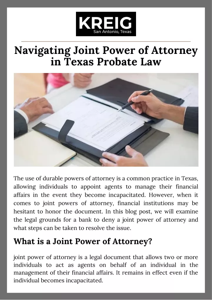 navigating joint power of attorney in texas
