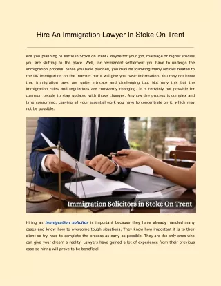 Hire An Immigration Lawyer In Stoke On Trent