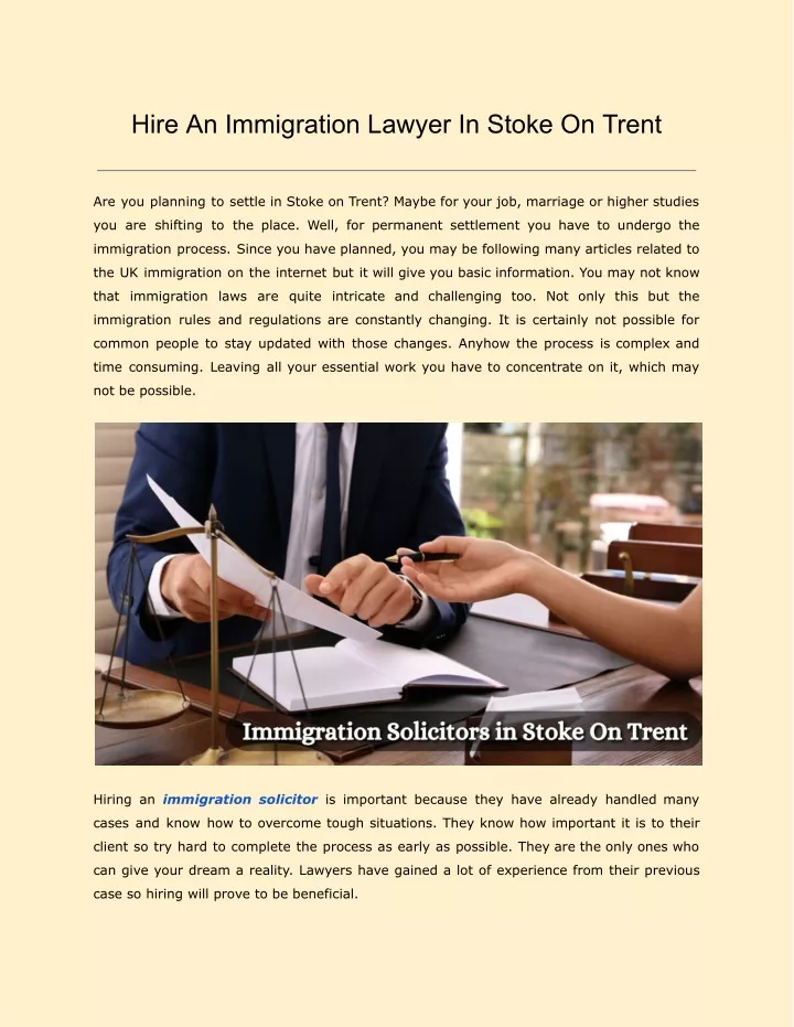 hire an immigration lawyer in stoke on trent