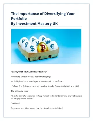 The Importance of Diversifying Your Portfolio_Investment Mastery
